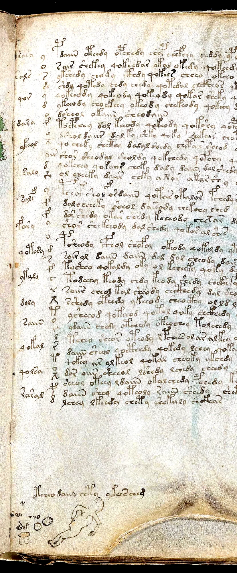 f66r The Margin-Indexed Clinical Treatise & Supine Patient/Humoral Diagram (den mus del)